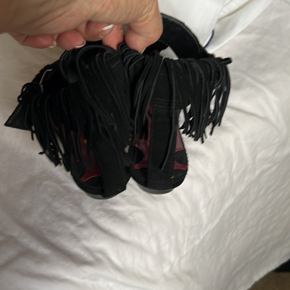 Sandals Black velvet with fringe - Picture 7 of 7